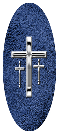 439 DA18-517-SL-SH-BL Silver 3 Crosses Shimmer Blue